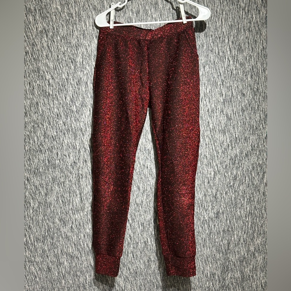 Glittery Red Leggings with Pockets